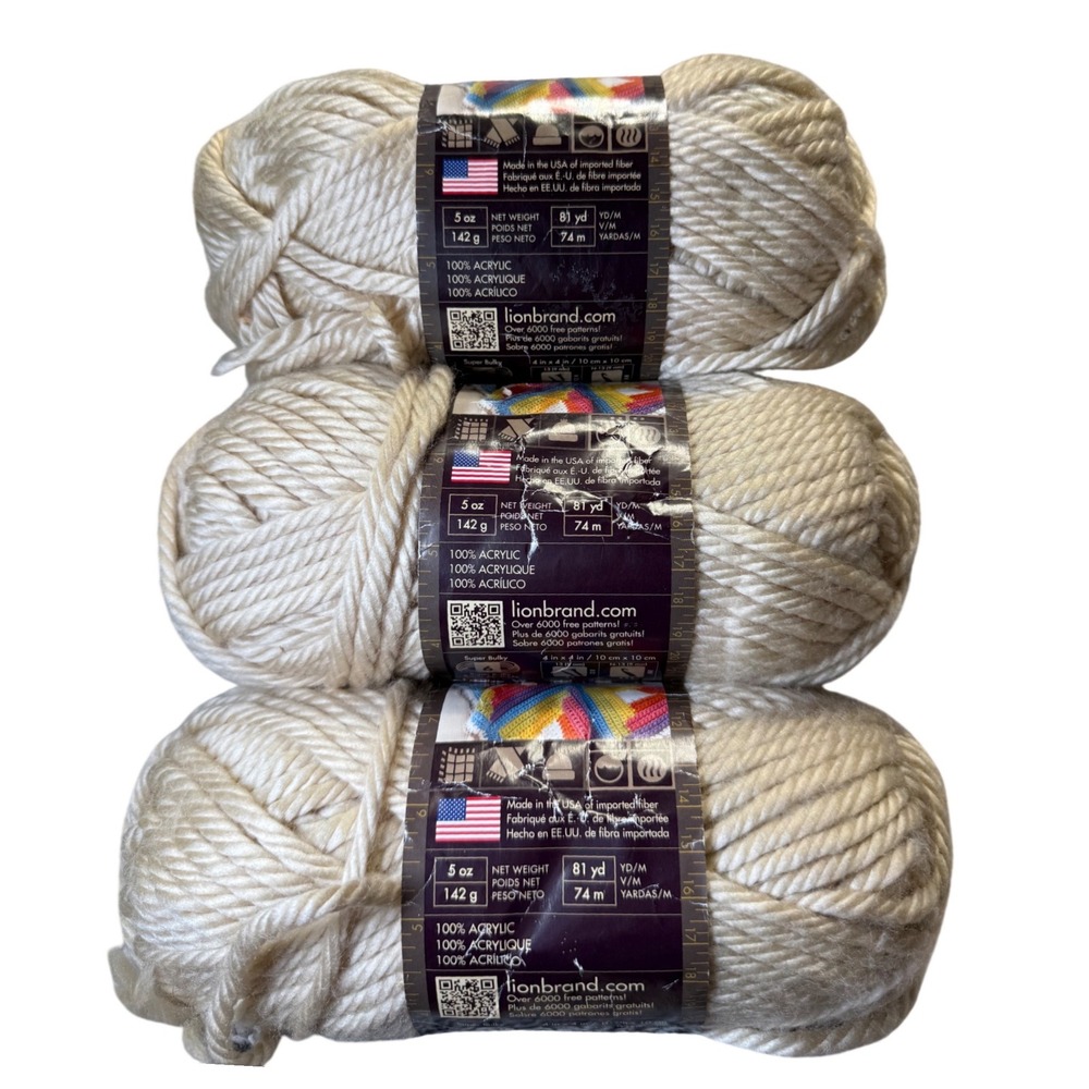 (3 Pack) Lion Brand Yarn 135-099 Hometown USA Super Bulky 6 Yarn Los Angeles Tan - Picture 6 of 7